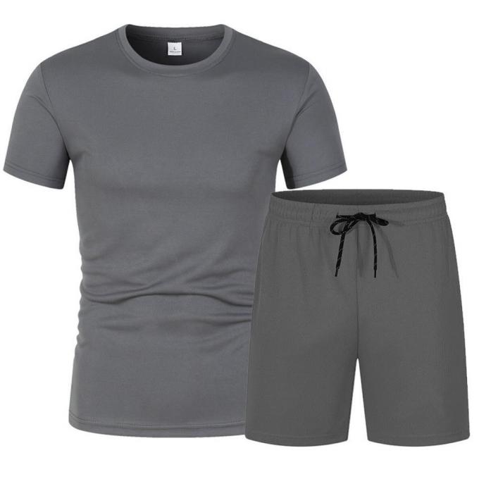 Casual Jogging Short-Sleeved Suit Men′s Running Training Sports Short Set