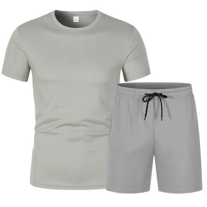 Casual Jogging Short-Sleeved Suit Men′s Running Training Sports Short Set